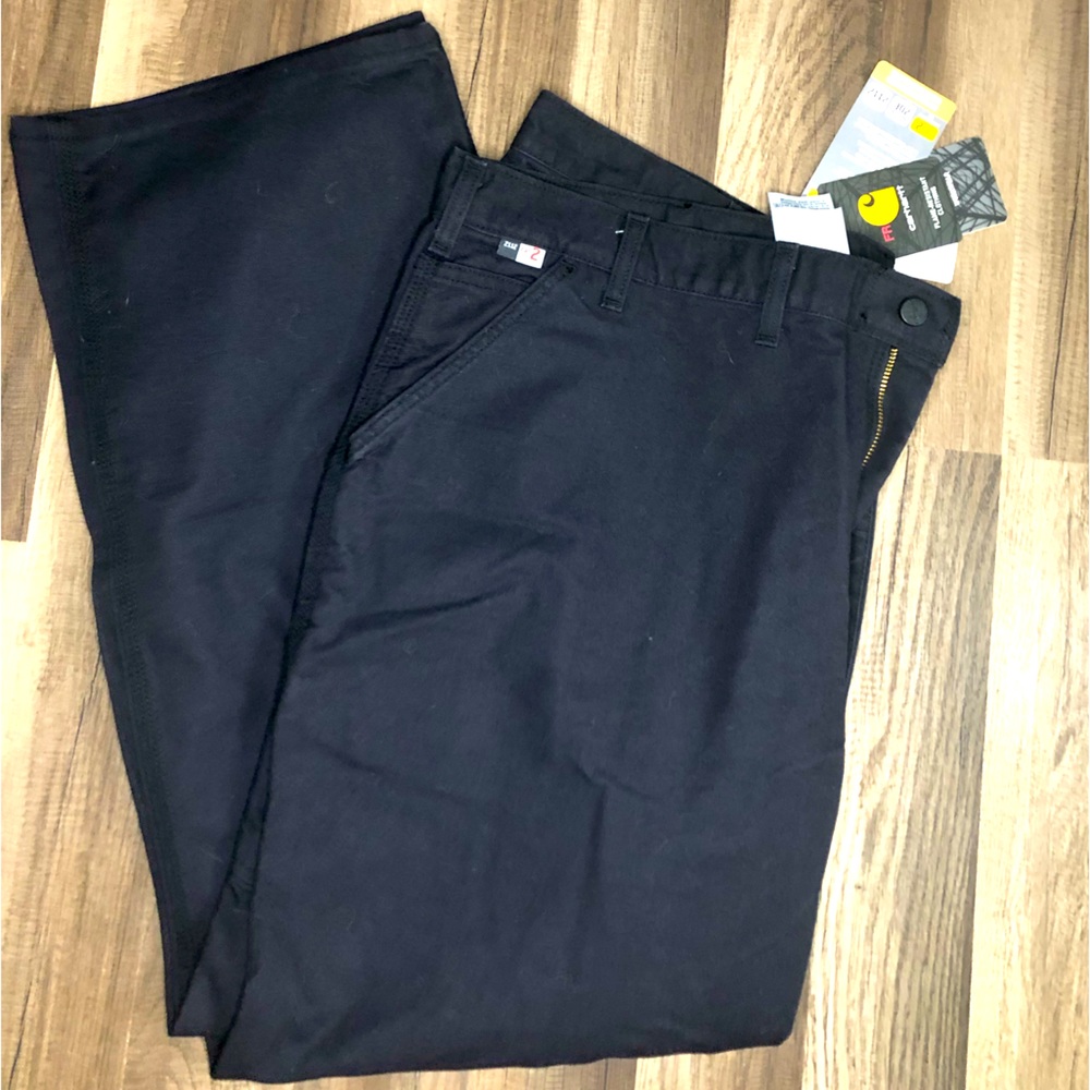 Carhartt Fire Resistant Washed Duck Work Wear Dungaree Pants CAT 2 BLACK 44x30